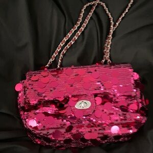 Pink Sequin Chain Shoulder Bag